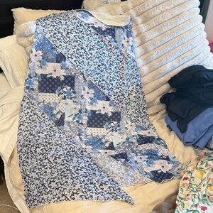 ARULA Blue Floral Patchwork Maxi Dress